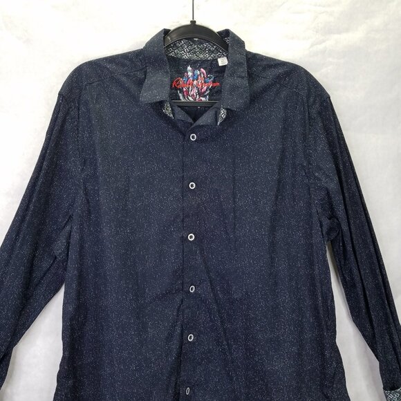 Robert Graham Button Up Shirt Mens XL Flip Cuff Classic Fit Night Sky Star Black - Picture 6 of 16